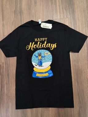 University Of Pittsburgh Pitt PanthersBlack Holiday Snow Globe Graphic Tee